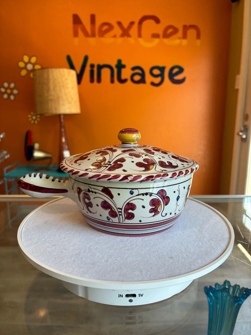 Grazia Deruta Italy Vintage Galletto Red Rooster Soup Bowl Hand Painted